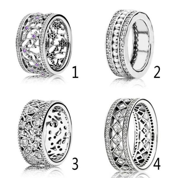 authentic 925 sterling silver ring forget me not ring forever shimmering clear cz rose for women wedding fit lady jewelry7600150, Golden;silver
